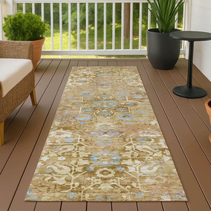 Tapis lavable à la machine intérieur / extérieur ACN2782 Global Chantille, Doré, Tapis de couloir 2 pi 3 po x 7 pi 6 po