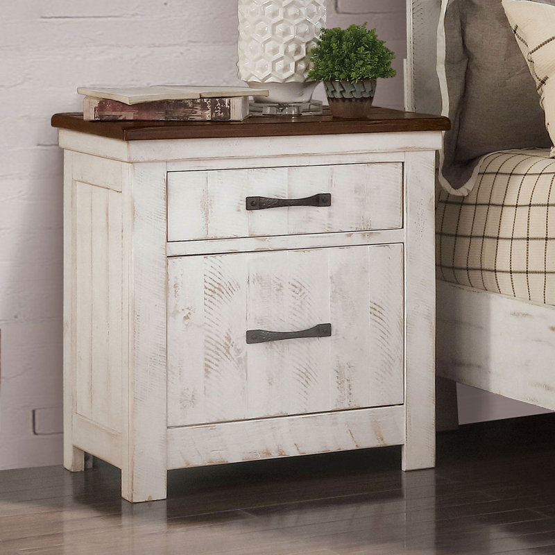 Table de chevet 1Pc, 2 tiroirs Plank Design