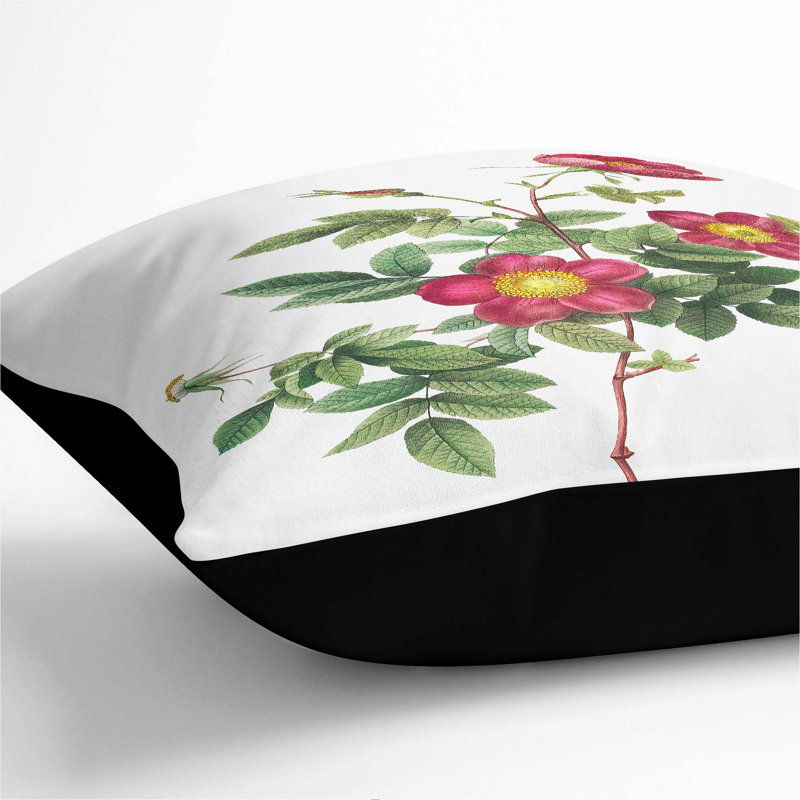 Floral Square Throw Cushion, Black, 40cm H x 40cm W x 15cm D