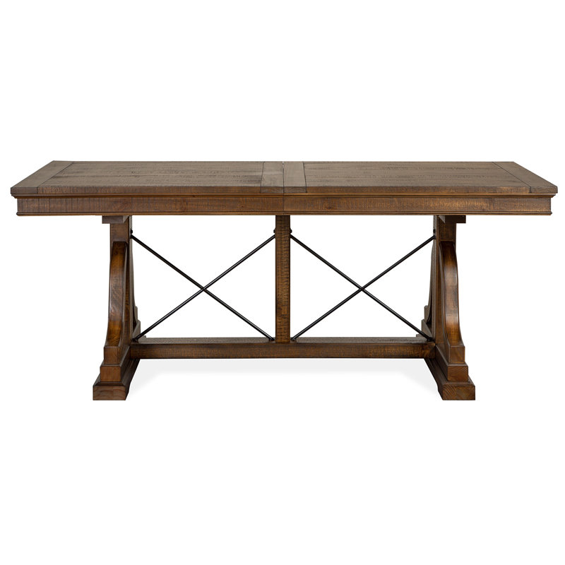 Radimir Extendable Pine Solid Wood Base Dining Table, Toasted Nutmeg