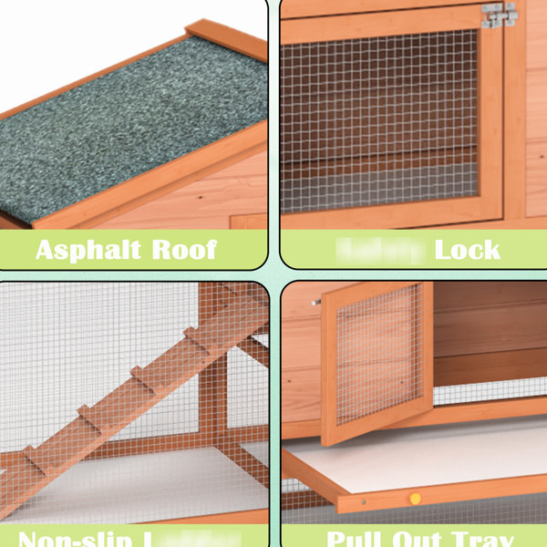 Door Frame Rabbits 17 Stories Wooden Pet With Lockable Doors And Asphalt Roof - Outdoor ...