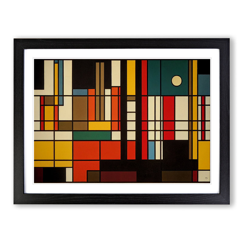 Bauhaus Modern Abstract - Single Picture Frame Print, 34cm H x 46cm W x 2cm D, Black