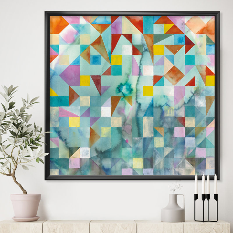 « modern patchwork »-cadre photo imprimé sur toile, H 16 po x l 16 po x P 1 po, Cadre noir