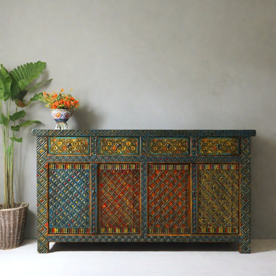 Mid-Century Style Solid Wood Entryway Cabinet