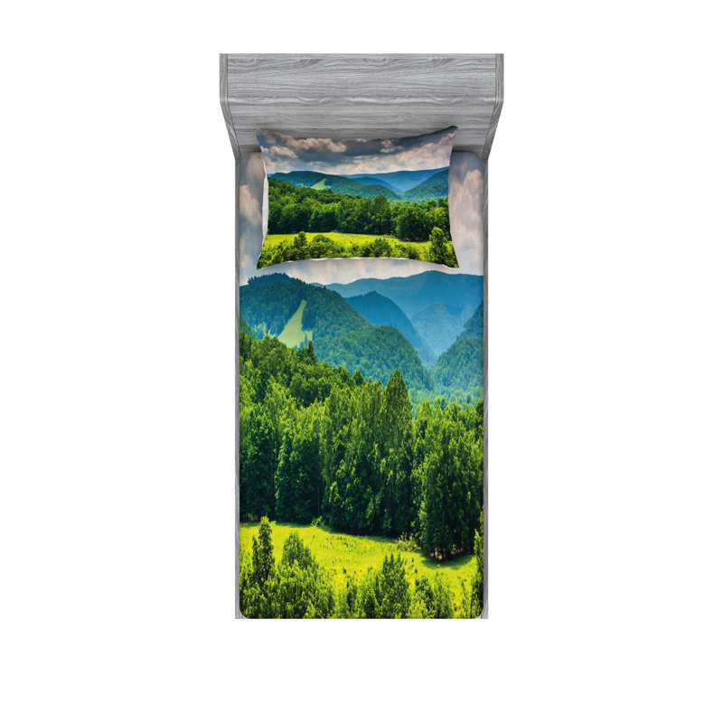 Ensemble de draps View of Mountains, Ensemble de draps pour lit simple avec drap-housse