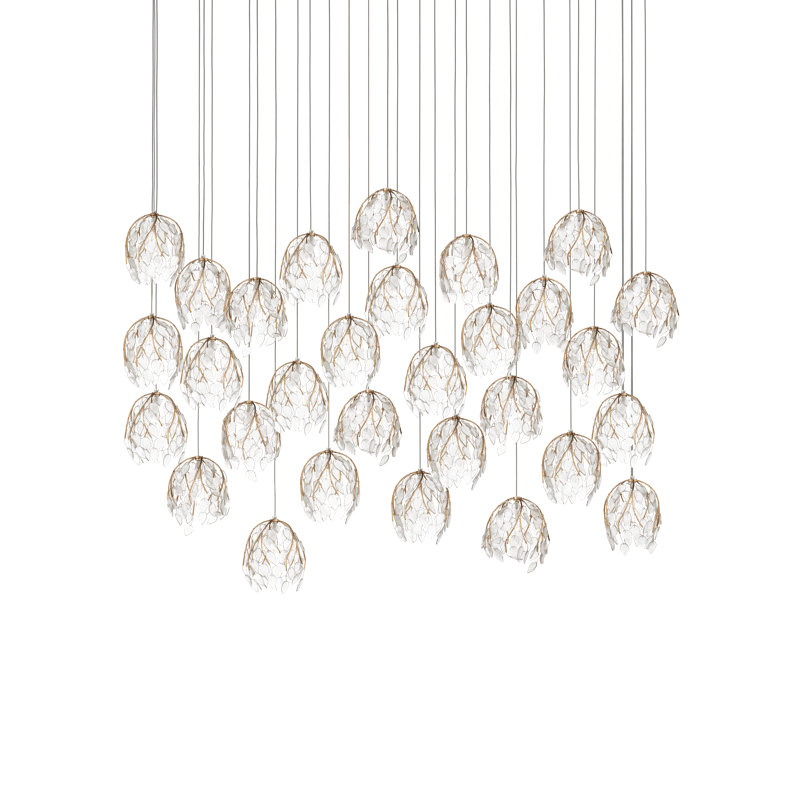 Banyan 30-Light Linear Multi-Drop Pendant, 19" H x 54" W x 18" D, 4500 Lumens