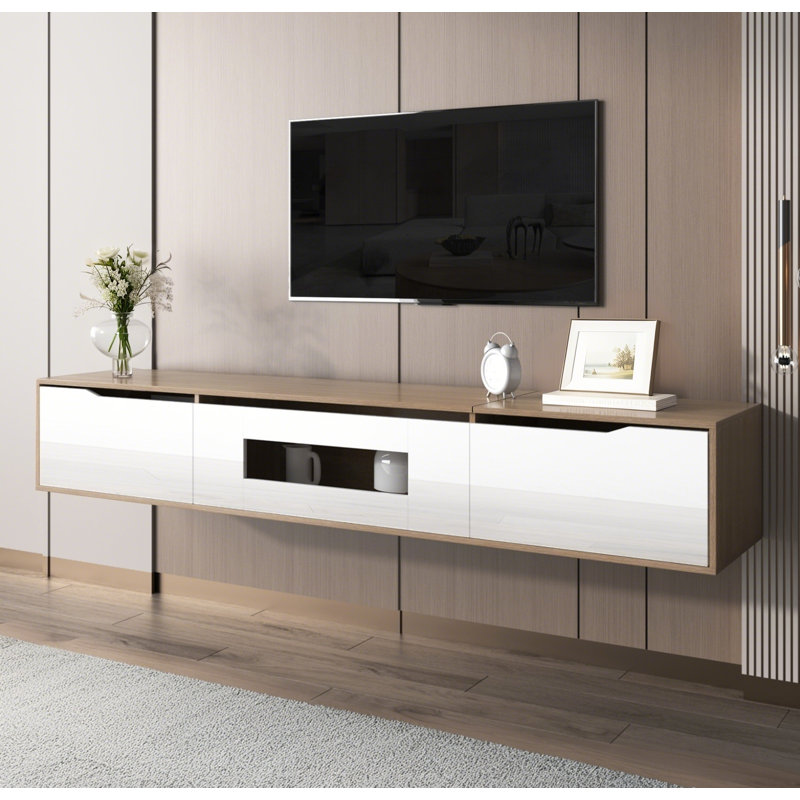 Meuble télé avec éclairage DEL à changement de couleur, Blanc/naturel