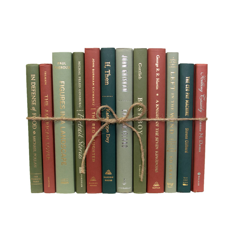 Decorative Books - Autumn Pine Book Bundle - 1 Foot of Green and Red Books