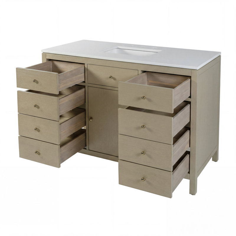 Nora 48 in. W Quartz Single Sink Bathroom Vanity Set, Antique Taupe