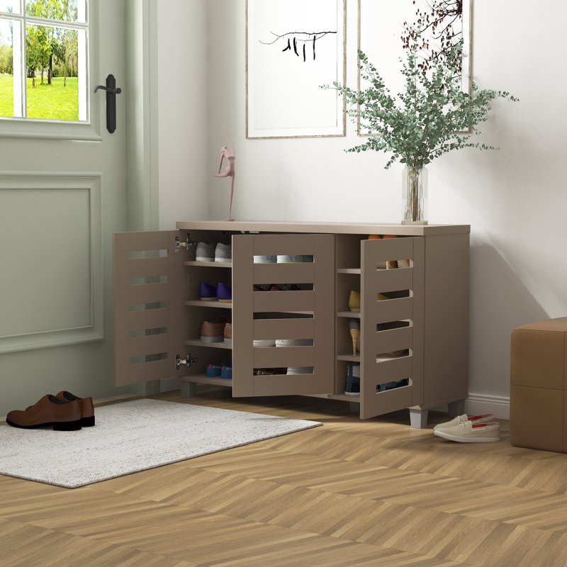 Armoire de rangement pour chaussures 16 paires Millan, Taupe chaleureux