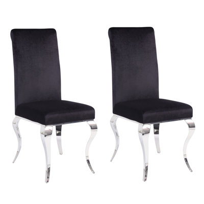 Chaises d'appoint à dossier serré noir et chrome Walker