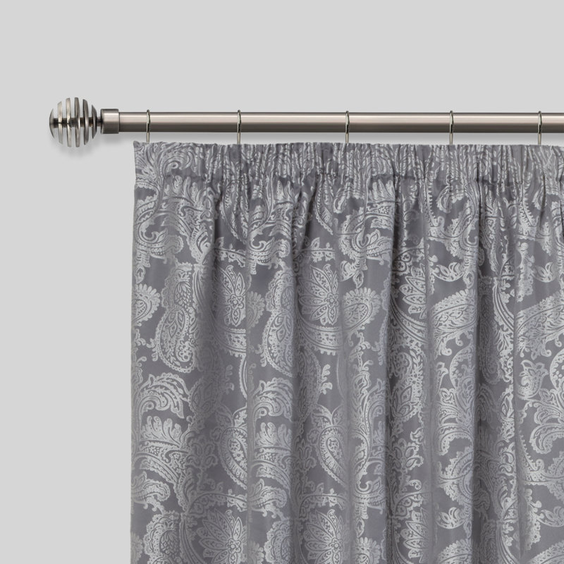 Metal Sliced Stainless Steel Adjustable 2cm Single Curtain Pole, 1.2 - 2.1m, Black Silk
