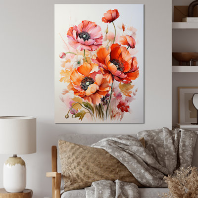 «Poppies Bouquet Sunset Moment I», reproduction d'art sur toile