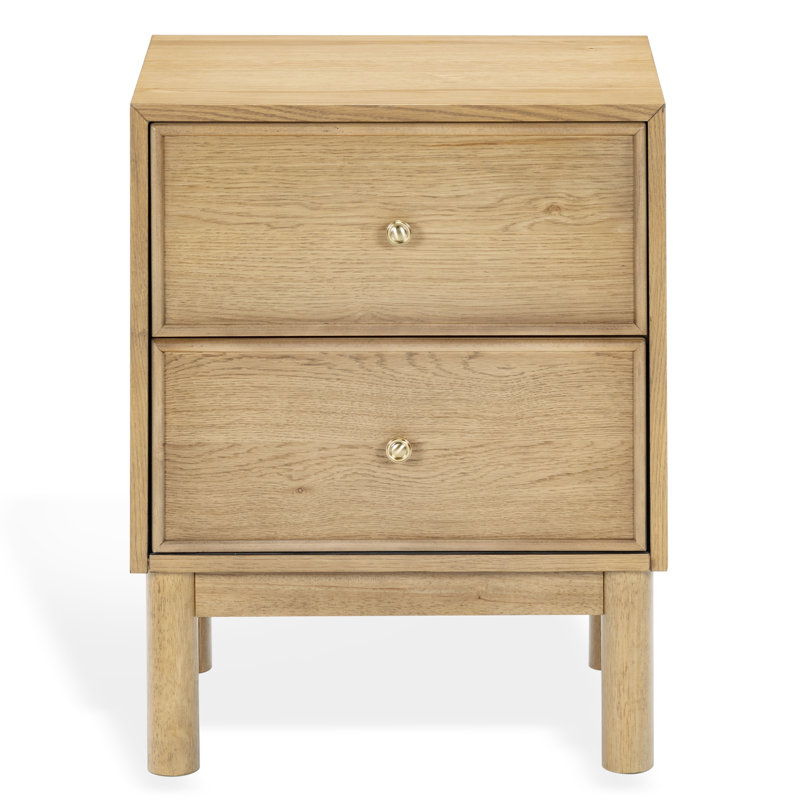 Orion 2 Drawer Wood Nightstand, Brown Oak