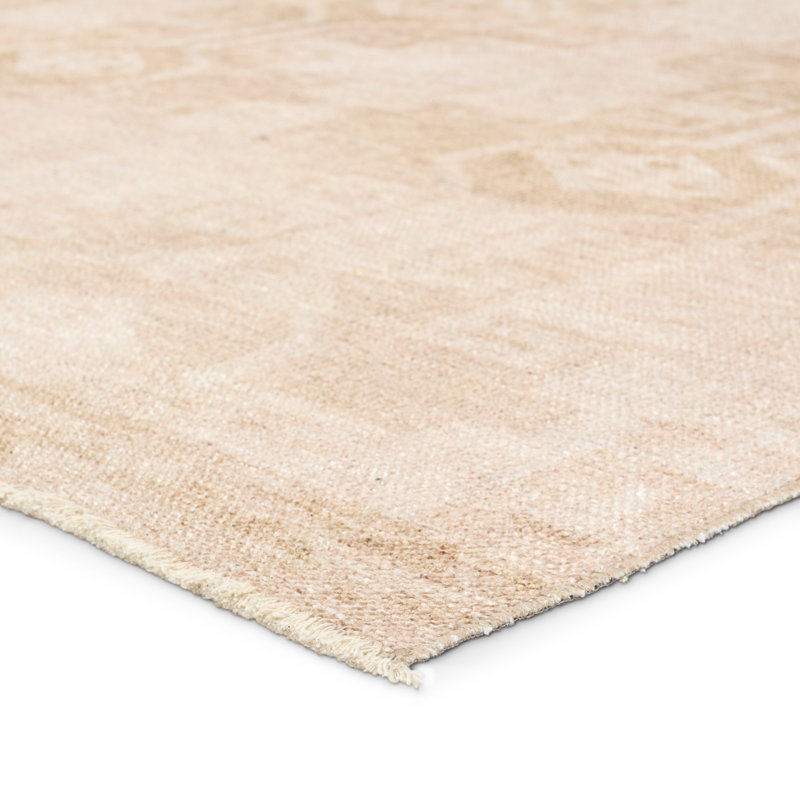Vibe by Bungalow Rose Afshari Medallion Machine Washable Tan/Cream Area Rug, Rectangle 5' x 8'