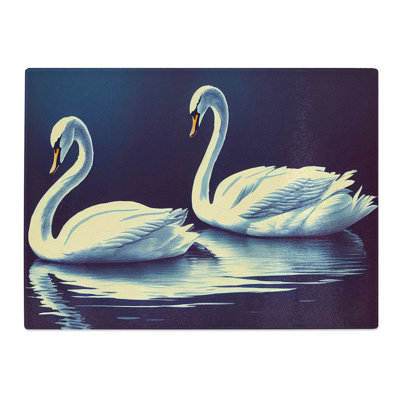 Two Swans  Glass Chopping Board