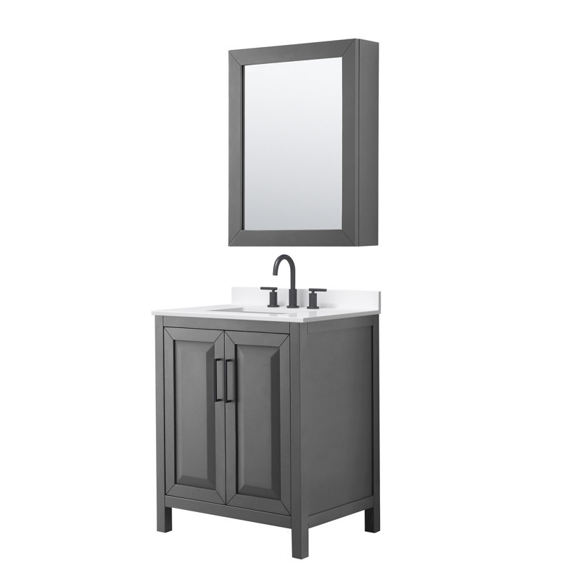Daria 30'' W Vanity, Matte Black, Gray, Giotto Quartz