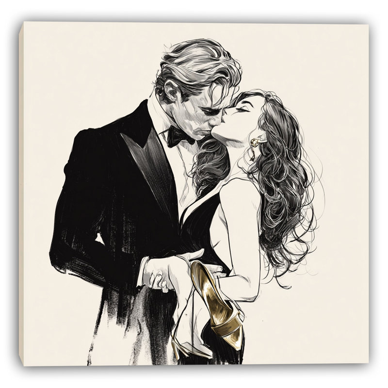 «Golden Kiss», art mural sur toile tendue
