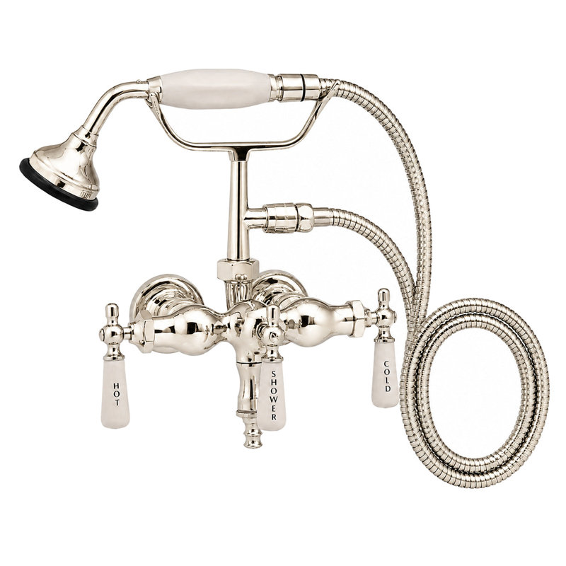 Robinet de baignoire avec douche à main, Nickel poli