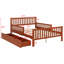 Base de lit plateforme classique en bois, garde-corps intégrés et deux tiroirs de rangement-129046180