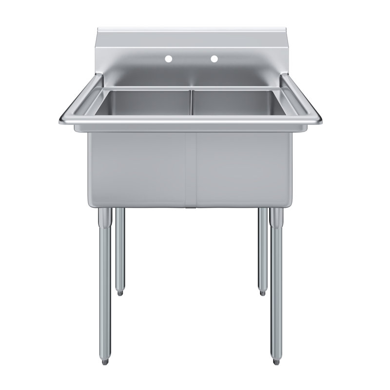 Évier à deux compartiments en acier inoxydable 22 po x 34 po avec bols de 14 po x 16 po x 11 po