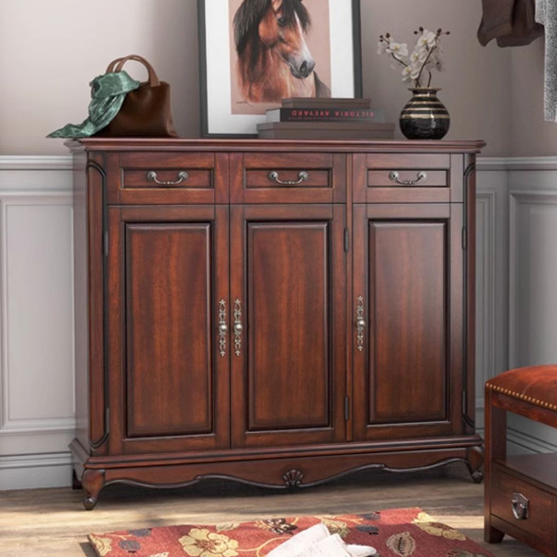 Nut-brown Solid Wood Shoe Storage Bench