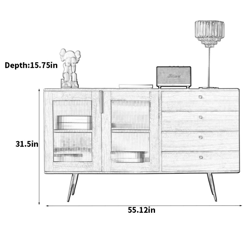 Simple And Multi-Functional Sideboard, Black