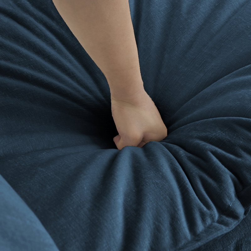 Chenille Fabric Ottomans Footrest To Combine With 2 Seater, Blue