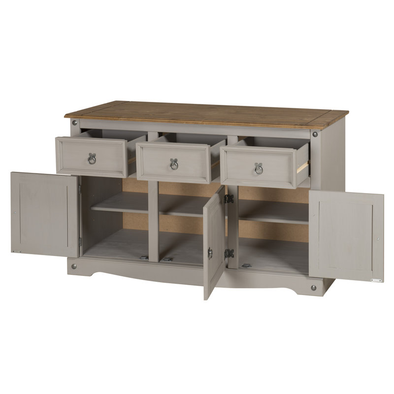 Palmea 125cm Solid Wood Sideboard, Grey