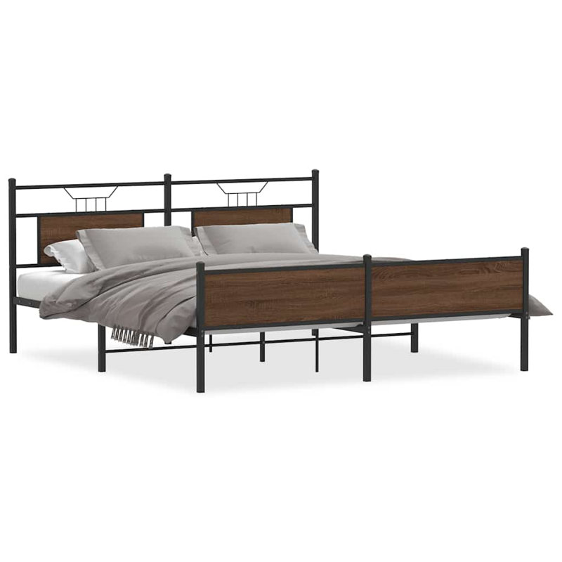 Bed, 183 x 213cm, Brown Oak