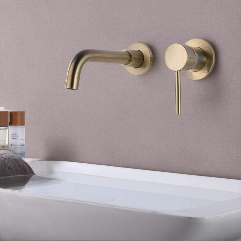 Wall Mount Single Handle Bathroom Faucet Brushed
