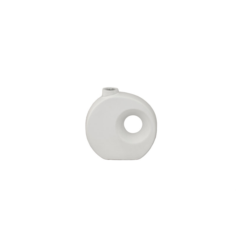 Ceramic Oval Vase Matte Finish White