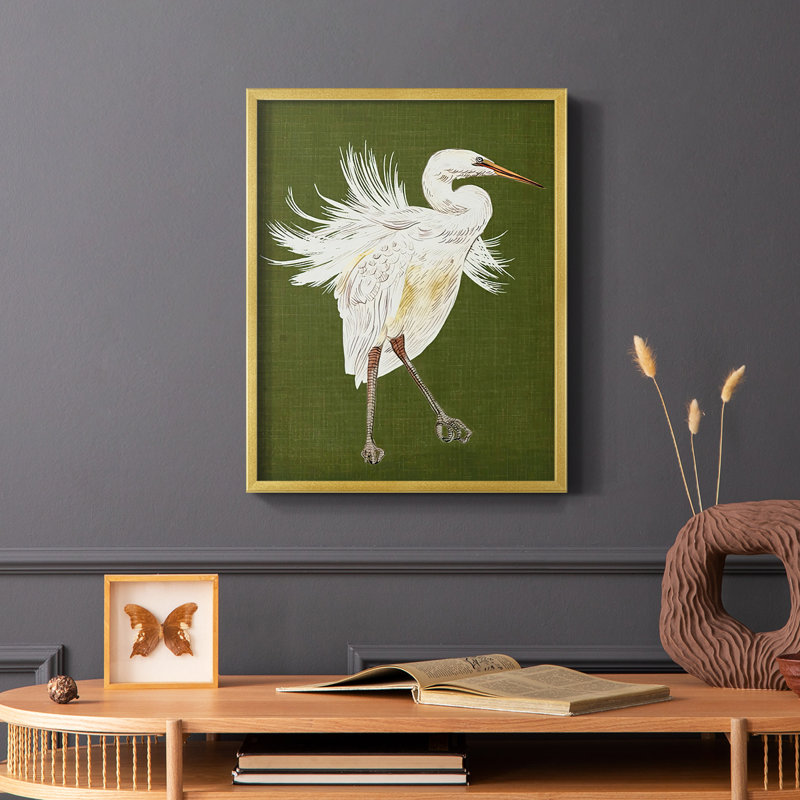 Heron Plumage I, reproduction encadrée - bois massif, H 20 po x l 16 po
