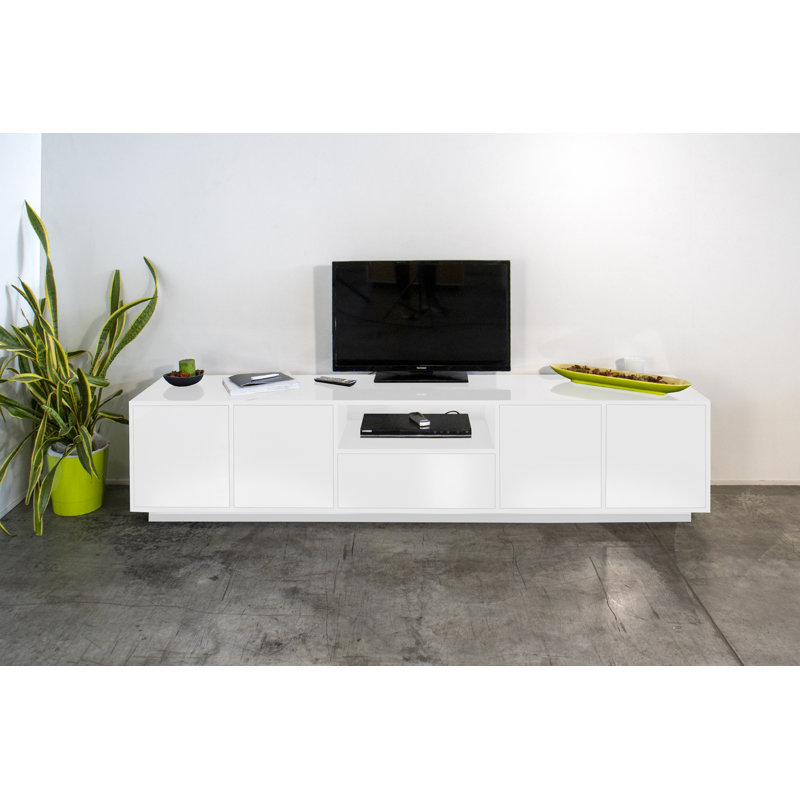 Taffy Unfinished TV Stand for TVs up to 88", White Glossy