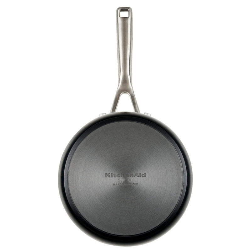 KitchenAid® 3 qt. Non-Stick Cookware Saucepan with Lid, Matte Black/Silver/Clear
