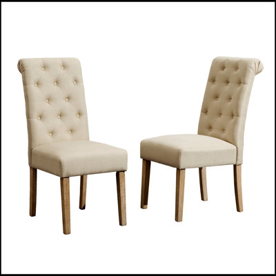 Habit Solid Wood Tufted Parsons Dining Chair, Set of 2, Blue, Combining Elegance and Comfort for Modern Dining