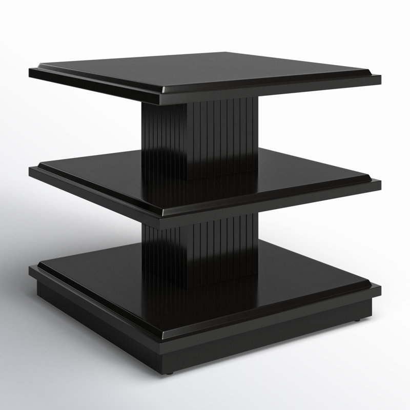 Table de bout en bois massif avec rangement Paddy, Noir