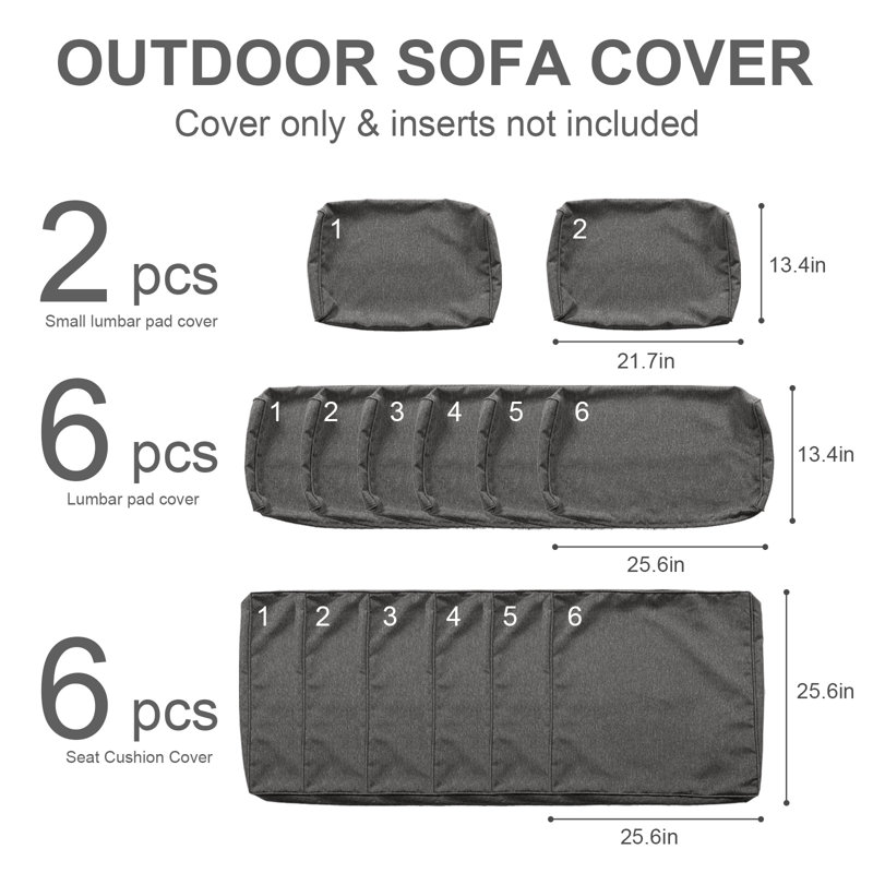 Outdoor 3'' Seating Group Cushion Cover, Gray