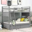 Lit superposé simple gris avec deux tiroirs. Fabrication solide pour une utilisation à long terme. Ajoute du rangement supplémentaire dans la chambre à coucher. Options de couchage polyvalentes. Barrières de sécurité sécuritaires. L 75,1 po x l 41,1 po. H 66,9 po.