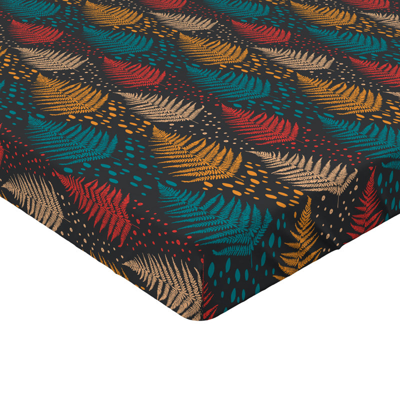 Drap-housse à motif floral Ambesonne, Gris anthracite / bleu / jaune / motif floral roug, Drap-housse grand