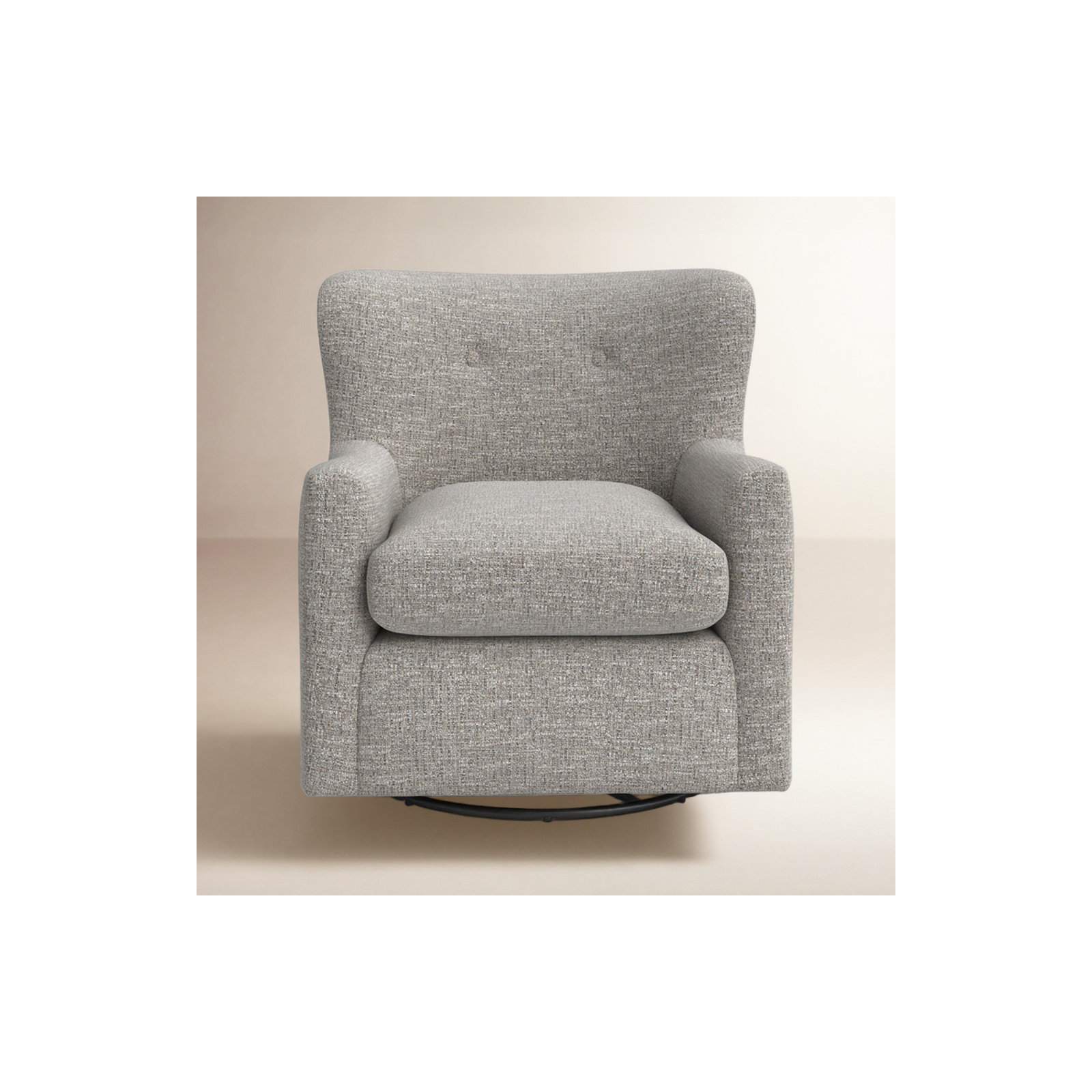 Bendigo Upholstered Swivel Barrel Chair, Granite Performance Weave