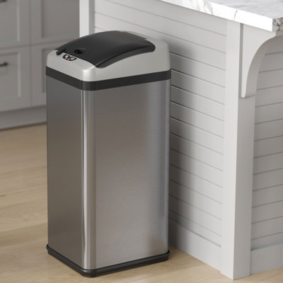 Poubelle à capteur de mouvement en acier inoxydable 13 gallons