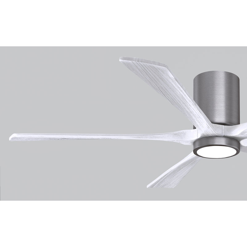 Irene Flushmount Light Kit 5 Blade LED Ceiling Fan, Brushed Pewter, 60", Matte White