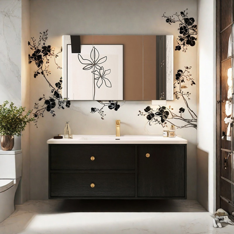 Armoire de salle de bain de style minimaliste rétro français