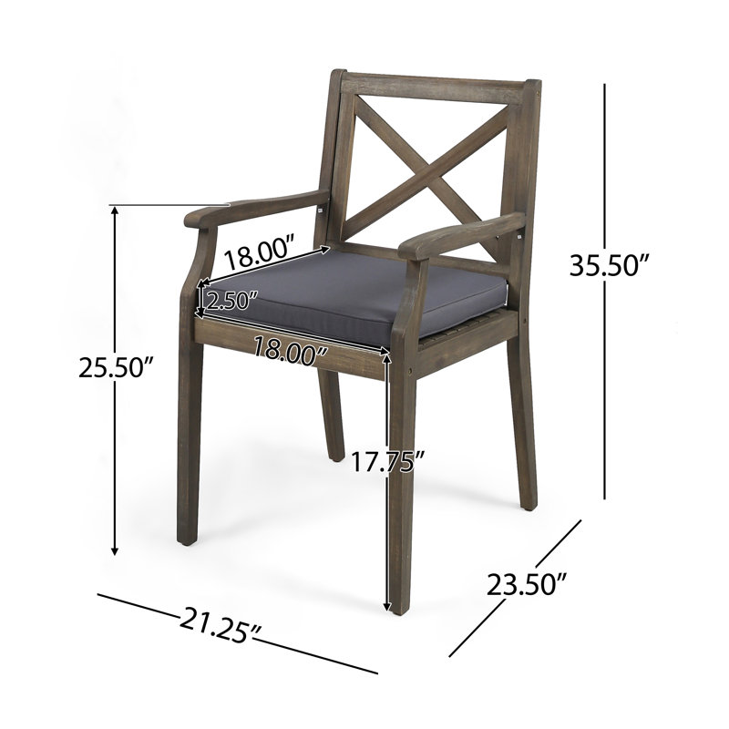 Chaise de patio avec coussin Bevelyn, Gris