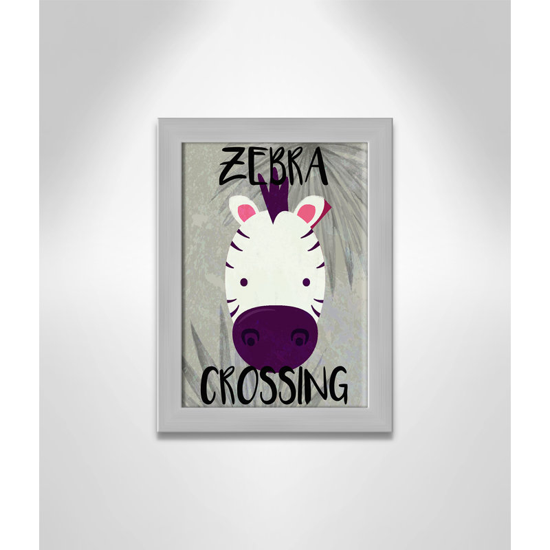 Impression sur papier Zebra Crossing, H 14 po x l 10 po x P 0,6 po, Encadré plat argent