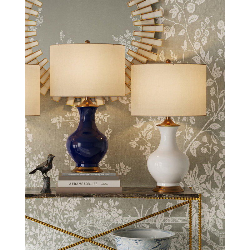 Lilou Table Lamp, White/Antique Brass