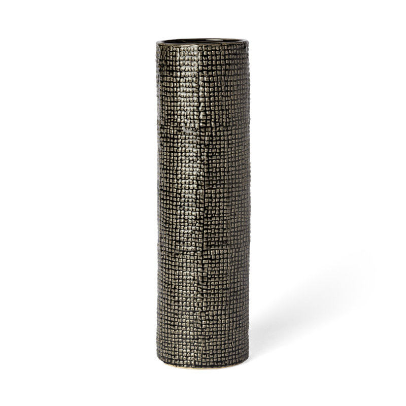 Vase de table en céramique noire Vaila, H 15 po x l 4,5 po x P 4,5 po