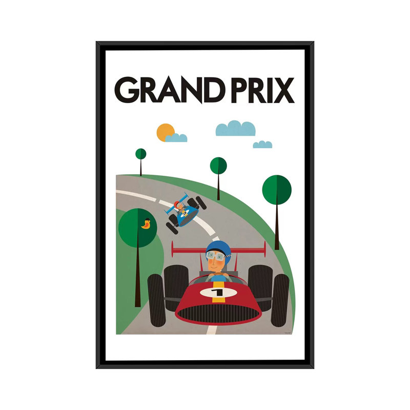 « grand prix », impression sur toile, H 26 po x l 18 po x P 1,5 po, Toile avec cadre noir, Pas de tapis
