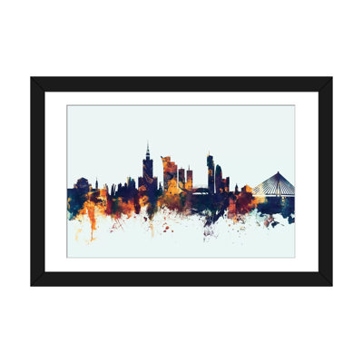 Série d’horizons : varsovie, pologne, impression sur toile tendue en bleu